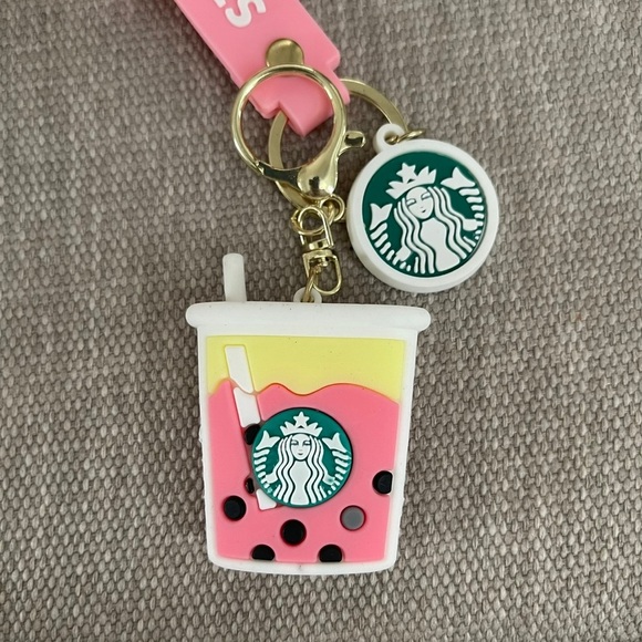 🧋✨ Cute Bubble Tea Keychain with Charm + Strap | Boba | STARBUCKS - Picture 1 of 2